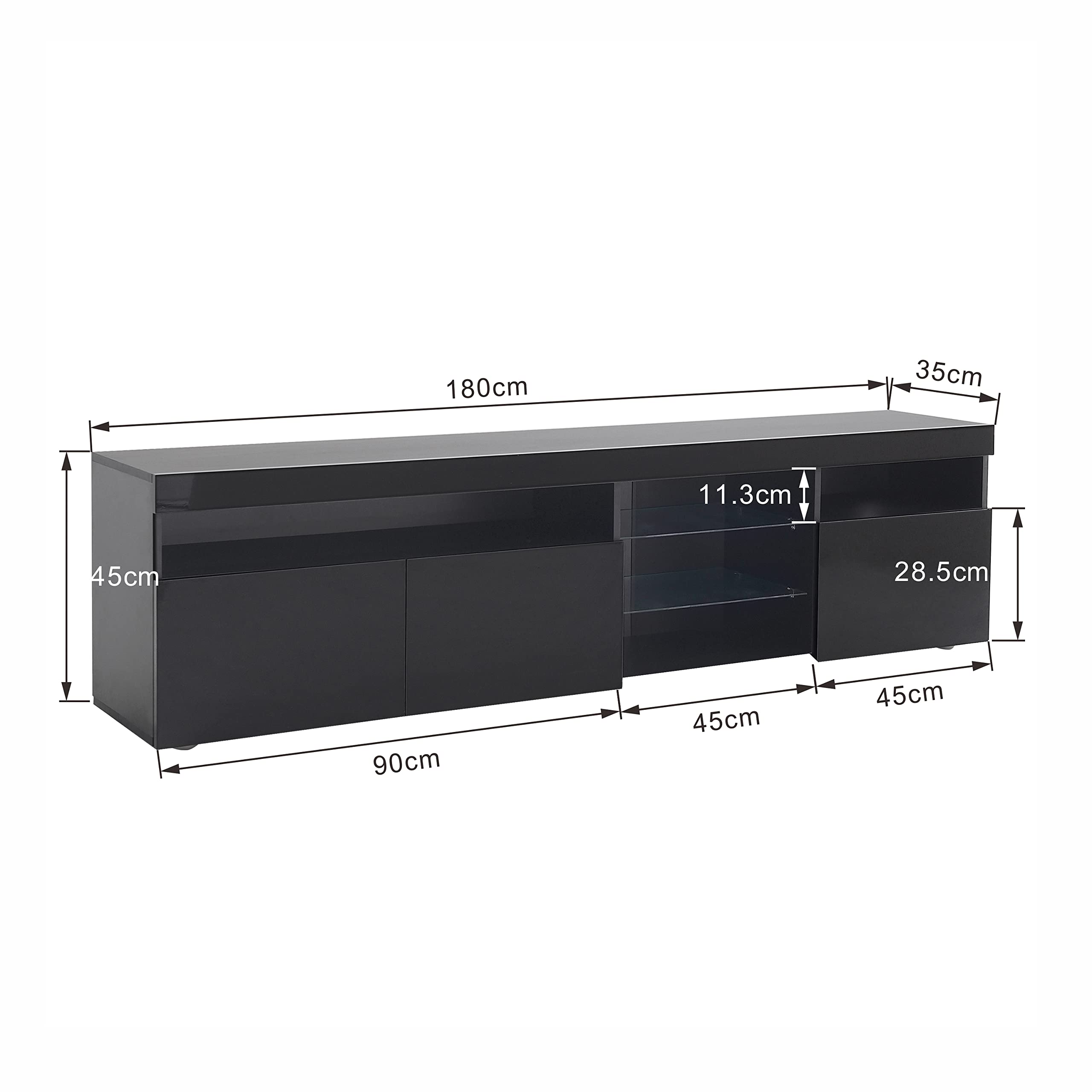 Dolamaní Mobile TV Nero 180 cm 3 Ante MDF Soggiorno