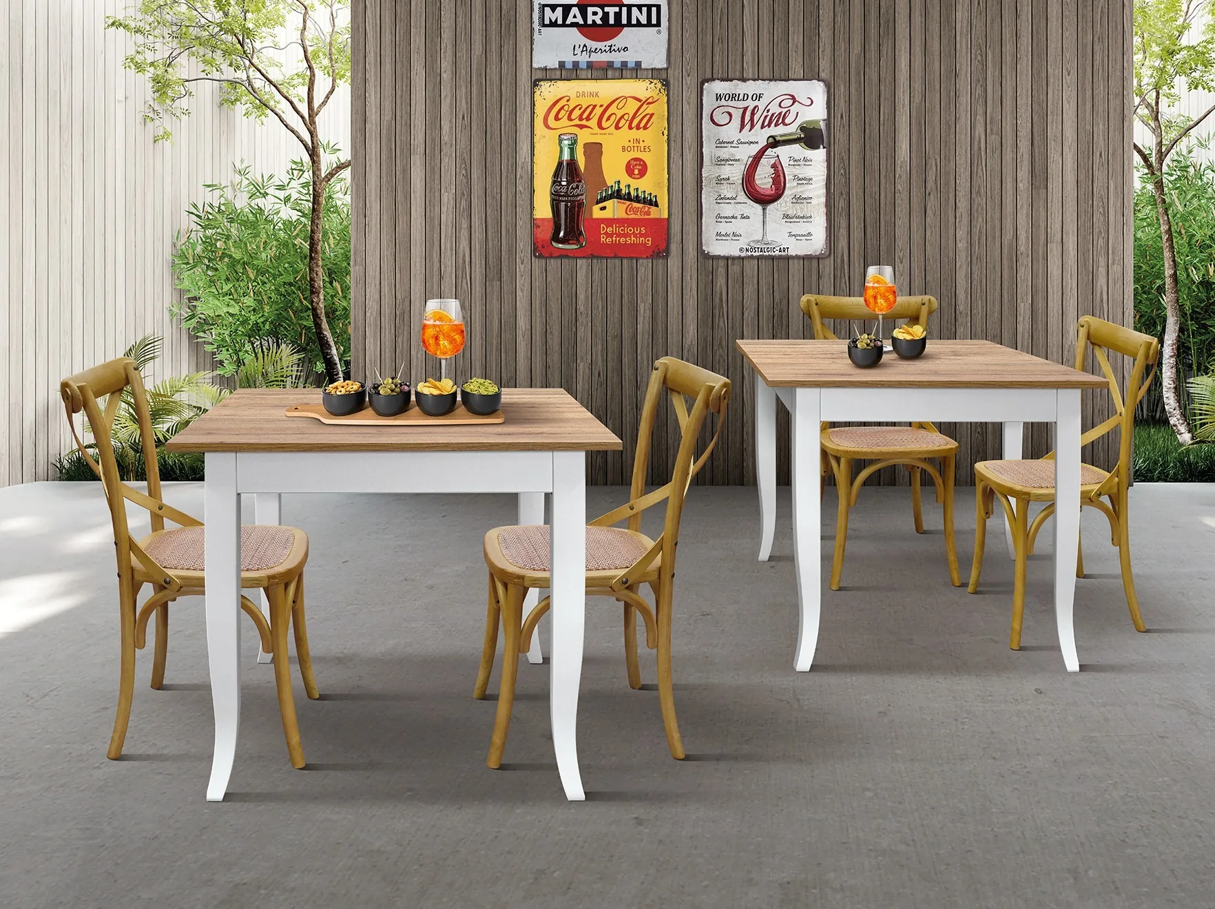 EPOCANTICA Tavolo Fisso Rovere Rustico Faggio Bianco 80x80