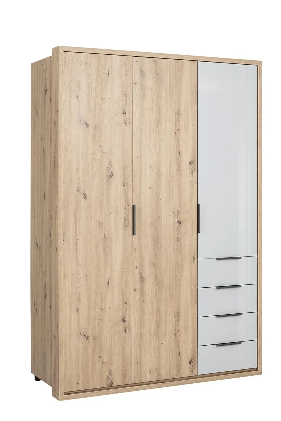 Composad Velata armadio 3 ante 4 cassetti rovere e grigio