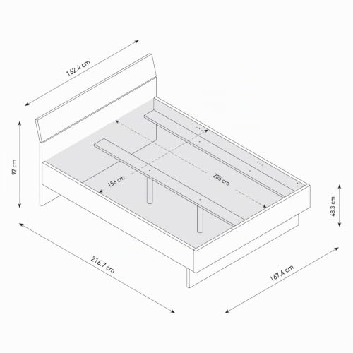 Composad Letto Matrimoniale alla Francese Bianco Laccato 162x217 cm