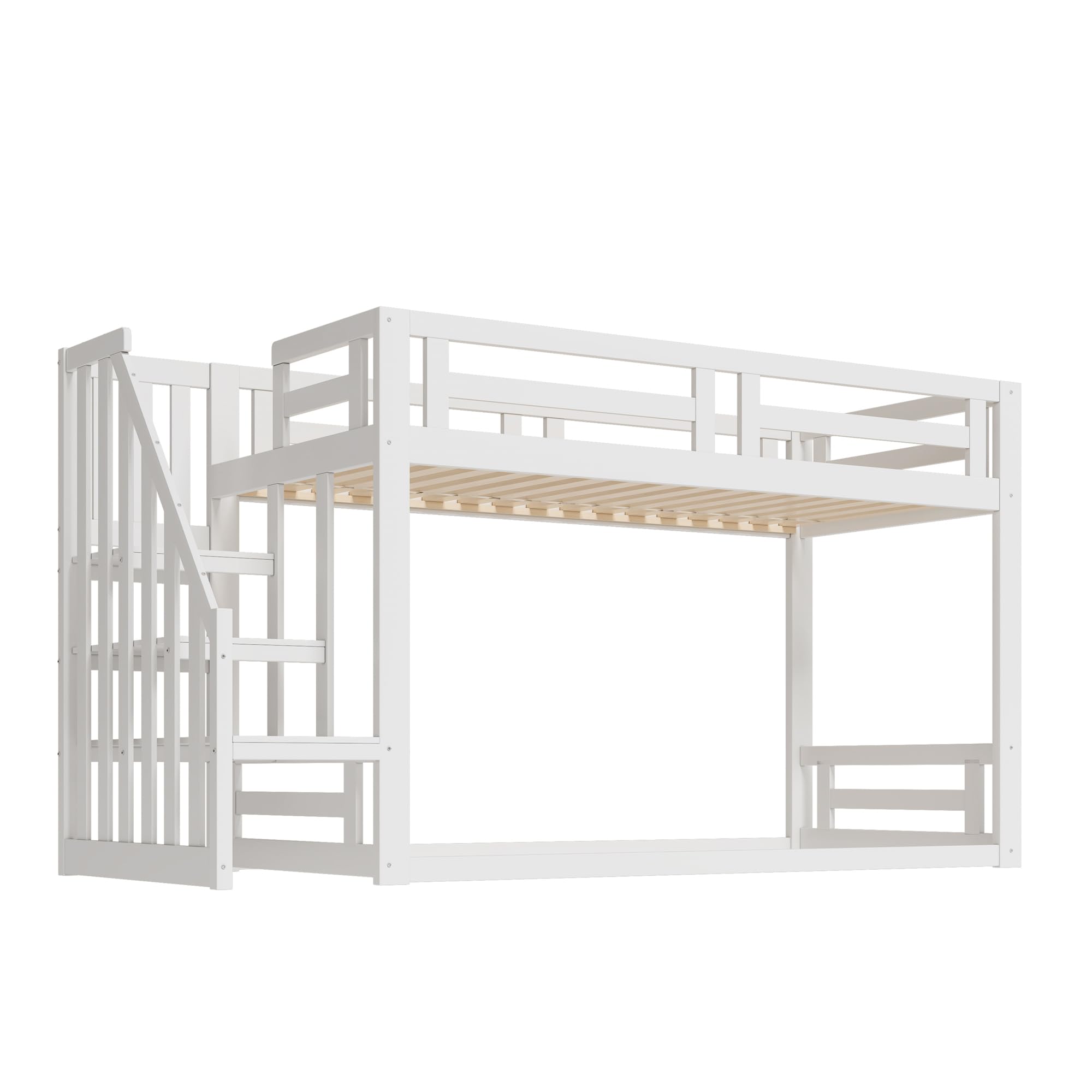 Dolamaní Letto a castello 90x200 legno bianco con scala