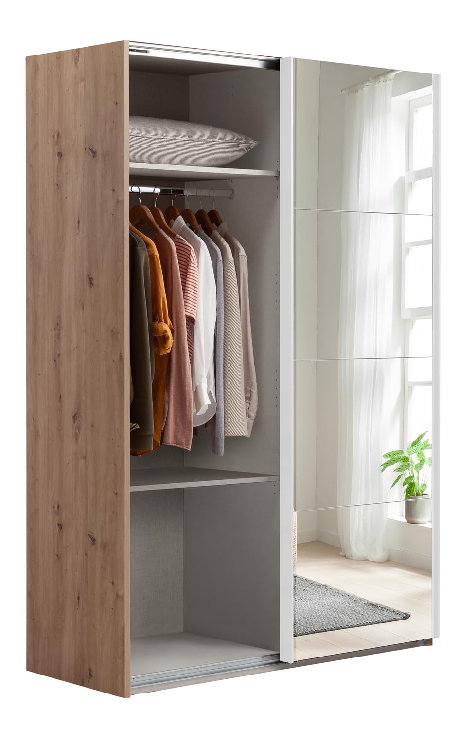 Composad Systema armadio 2 ante scorrevoli specchio 150 cm rovere miele