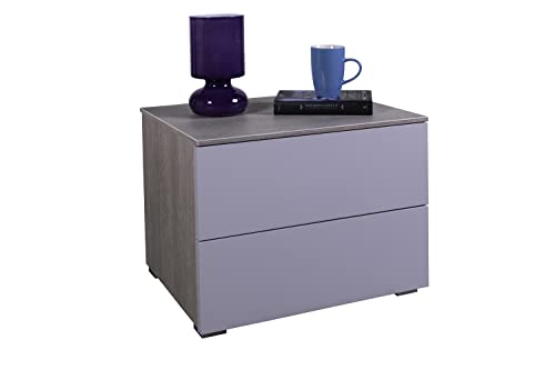 Composad Comodino 2 Cassetti Rovere Grey Oak senza Maniglie