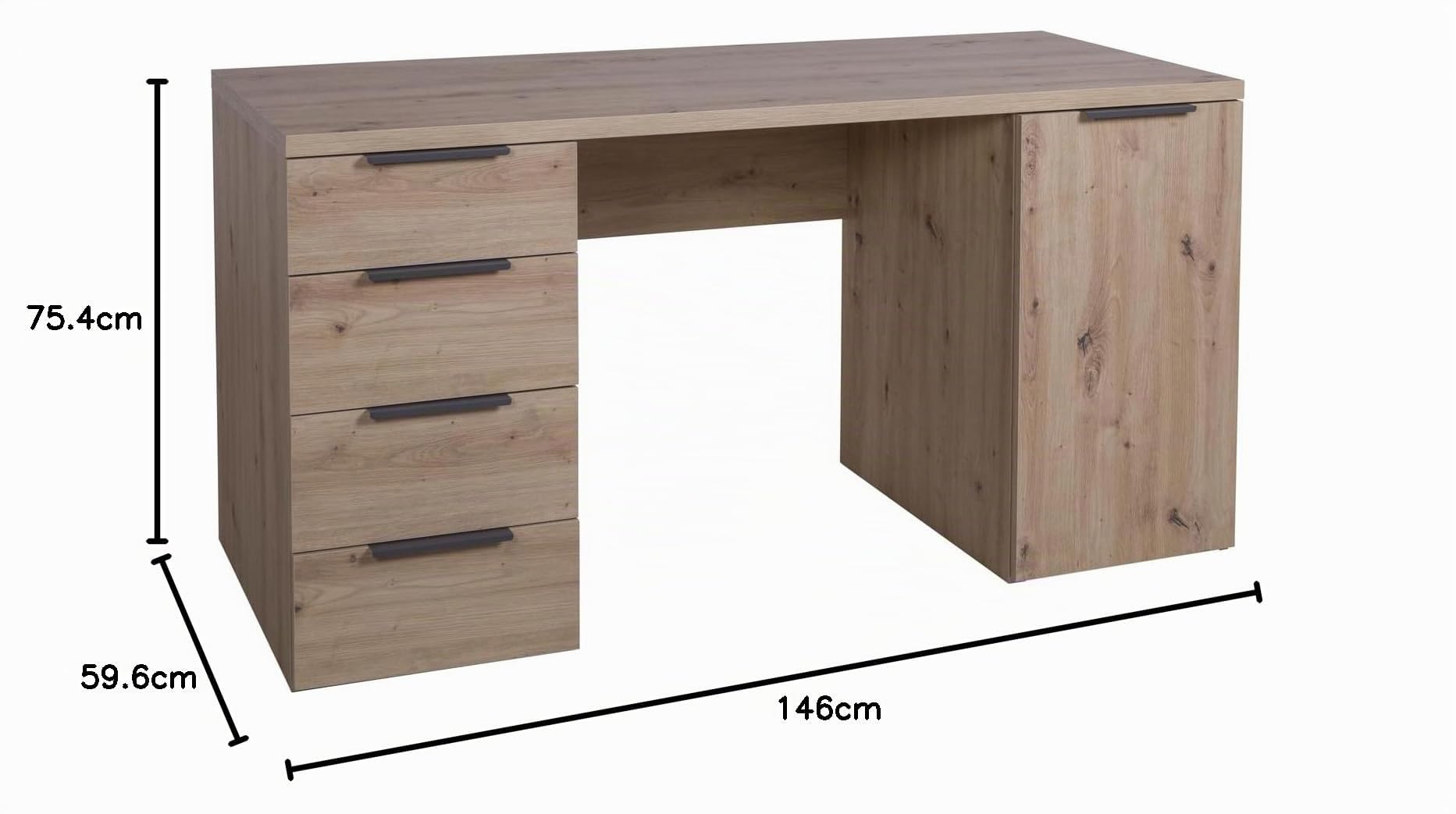Composad Espresso scrivania 146 cm rovere mielato 4 cassetti anta