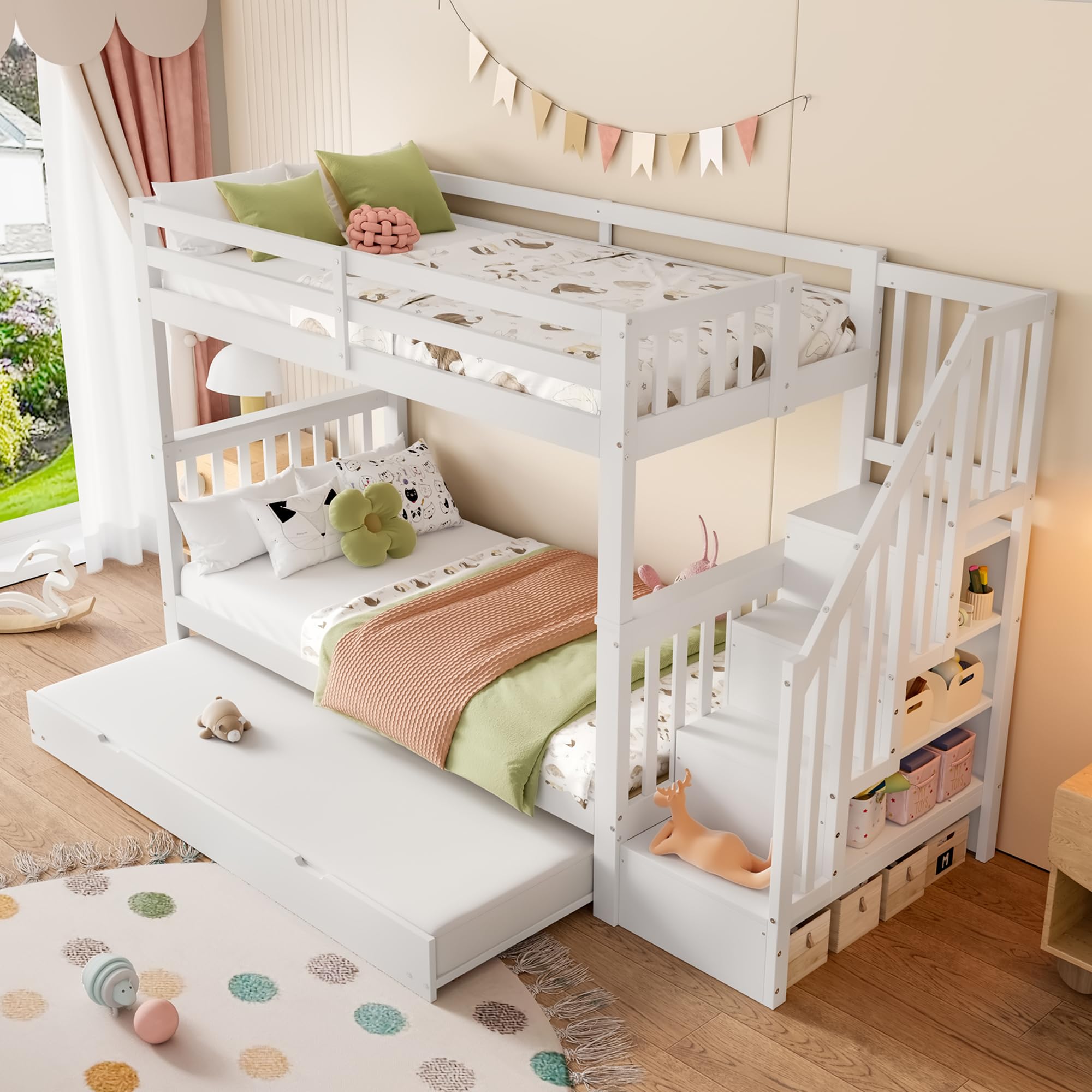 Dolamaní letto soppalco bambini 90x200 bianco estraibile