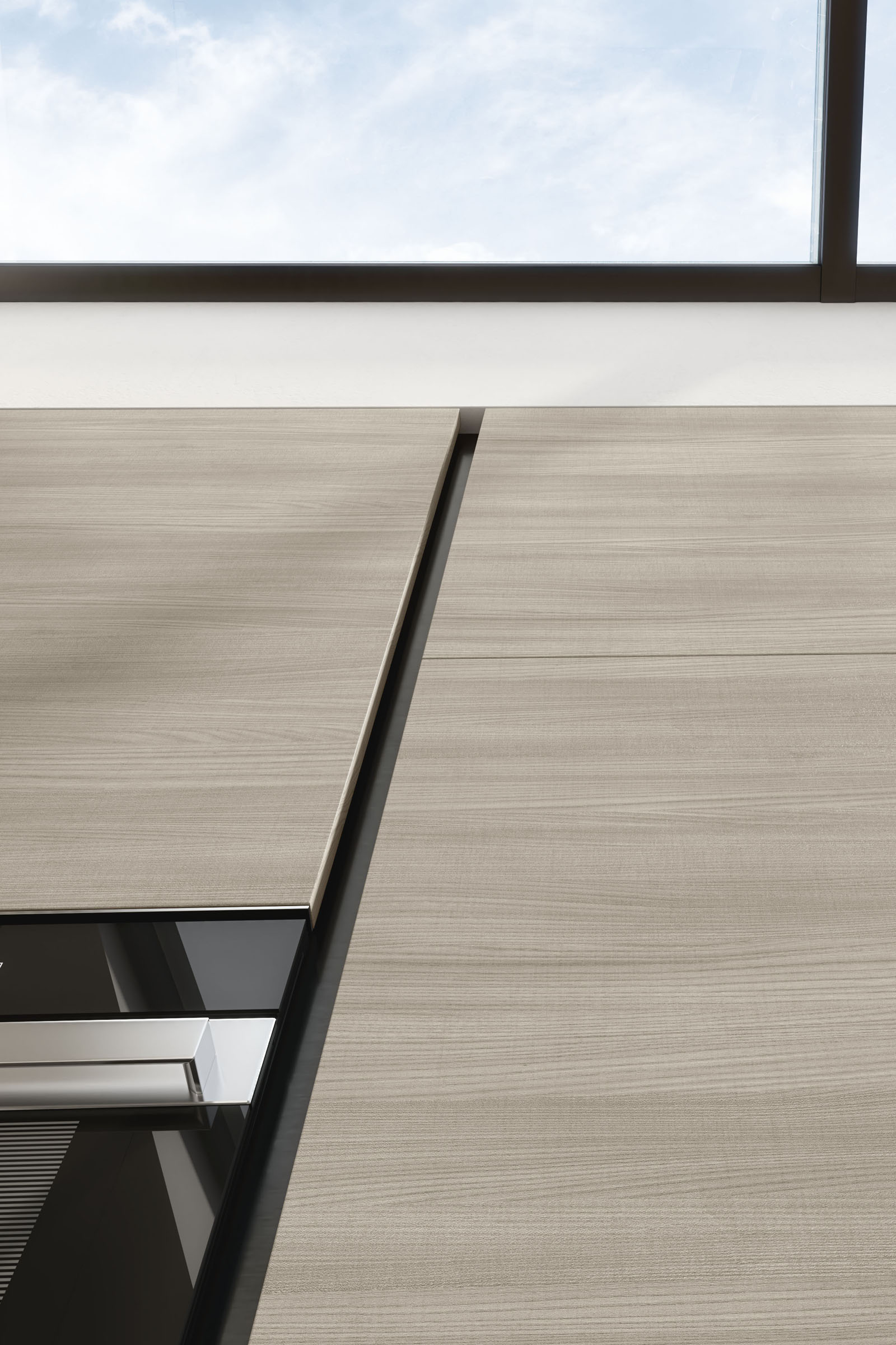 S75 Spot Irma cucina con penisola Olmo Light e Creta