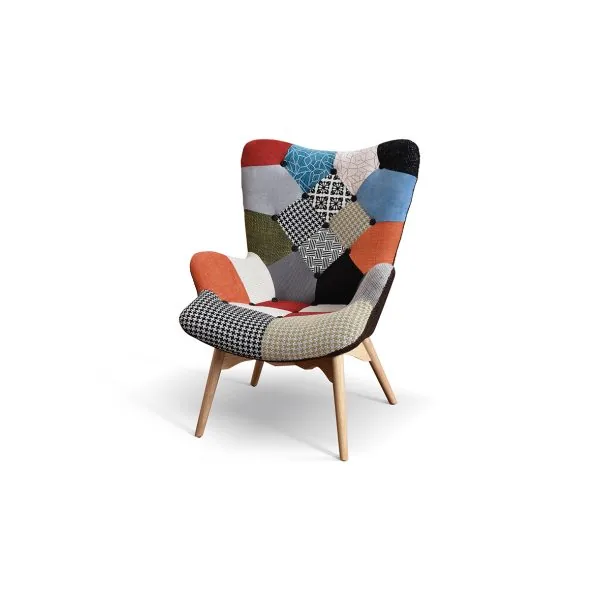 Epocantica Arlecchino poltrona patchwork multicolore bottoni