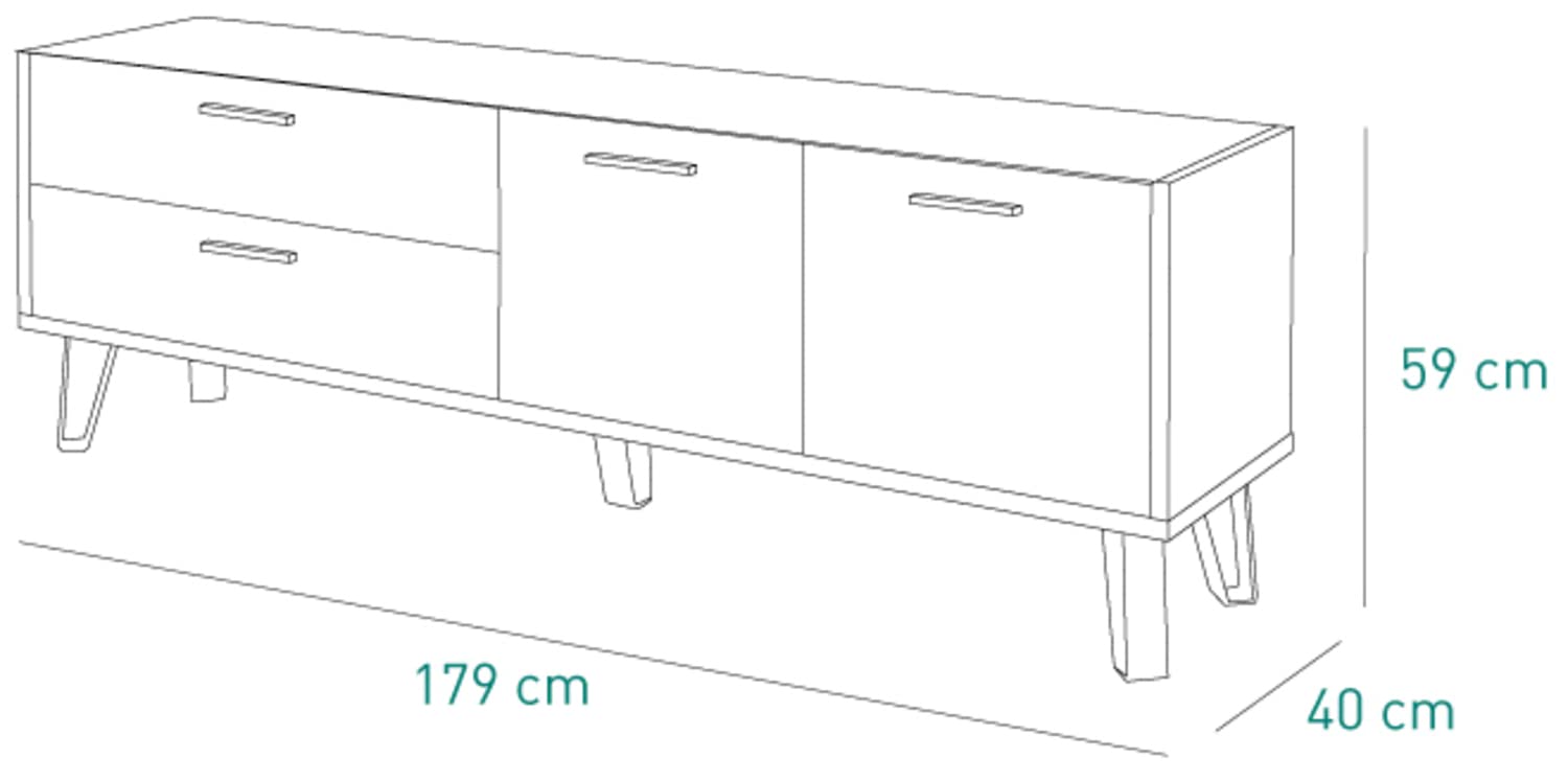 Composad Vitruvia Mobile Porta Tv 180 cm Rovere Nero 2 Cassetti