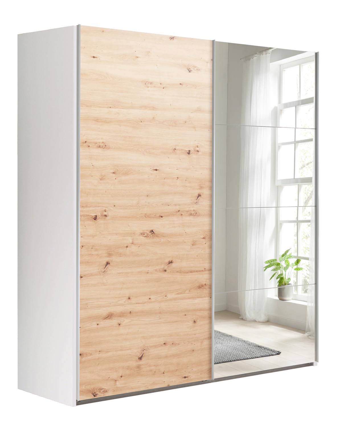 Composad Systema armadio 2 ante scorrevoli 200 specchio bianco rovere