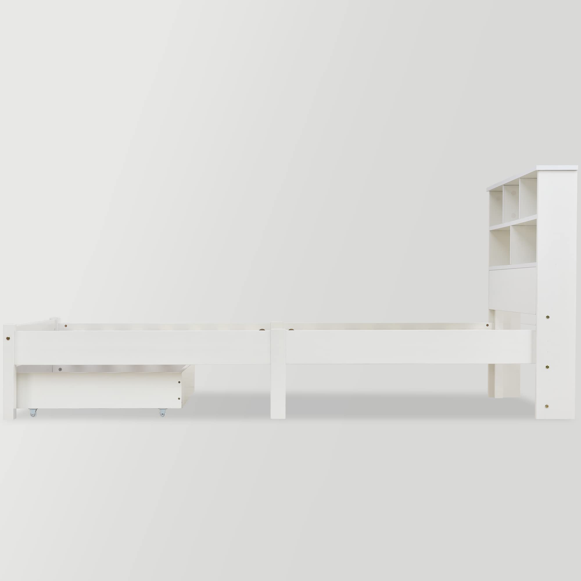 Dolamaní Letto Singolo Bianco 90x200 con Cassetti Legno