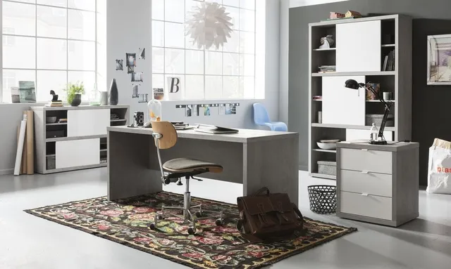 Composad Pratico set ufficio 4 pezzi grigio cemento e bianco