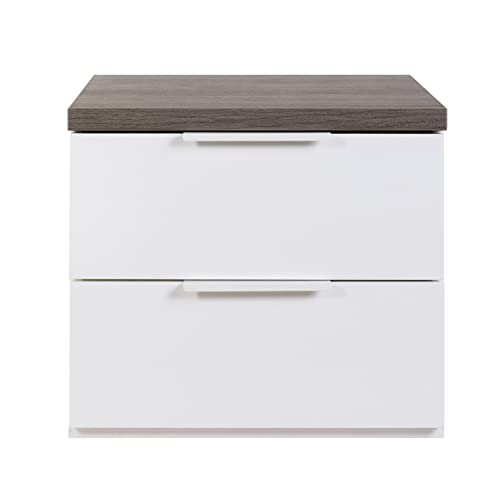 Composad Mundi Bedroom comodino 2 cassetti rovere bianco
