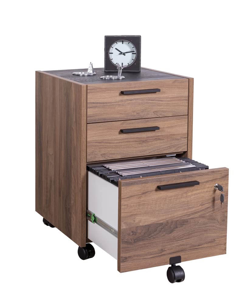 Composad Davinci Brera cassettiera 3 cassetti con ruote noce
