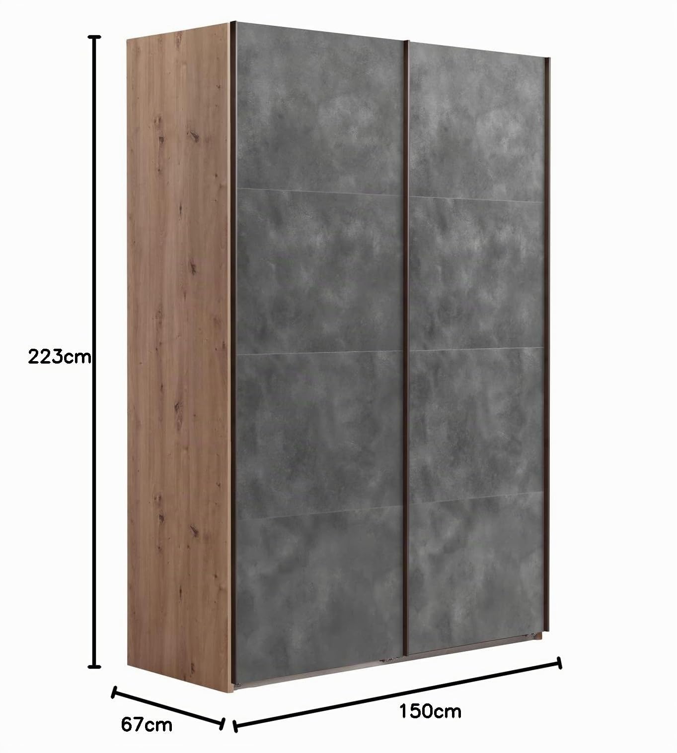 Composad Systema 150x223x67 armadio 2 ante scorrevoli rovere grigio
