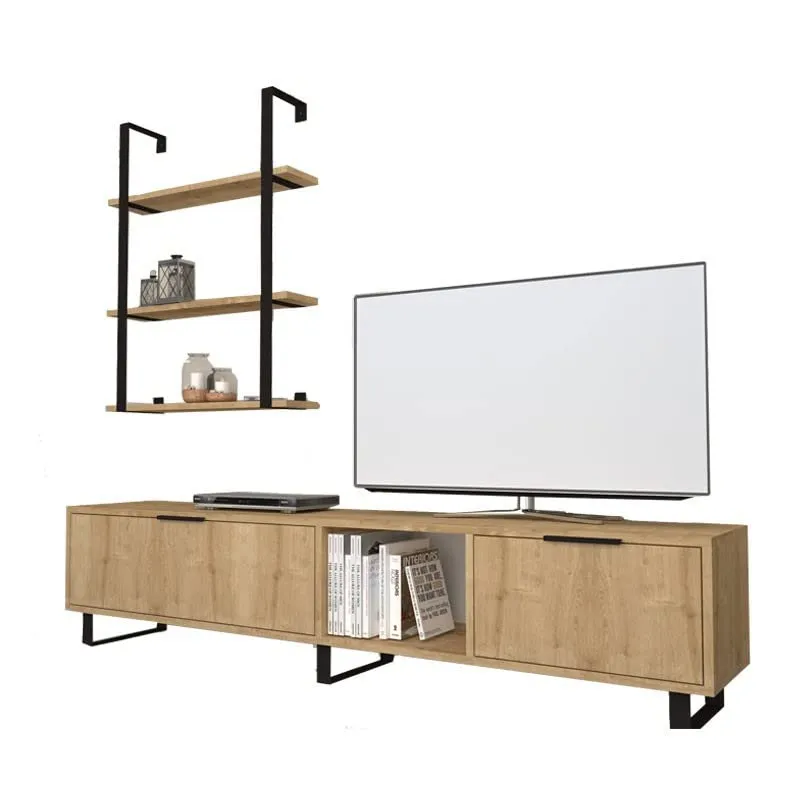 Iperbriko Zenon Porta TV Rovere 180 cm con Libreria