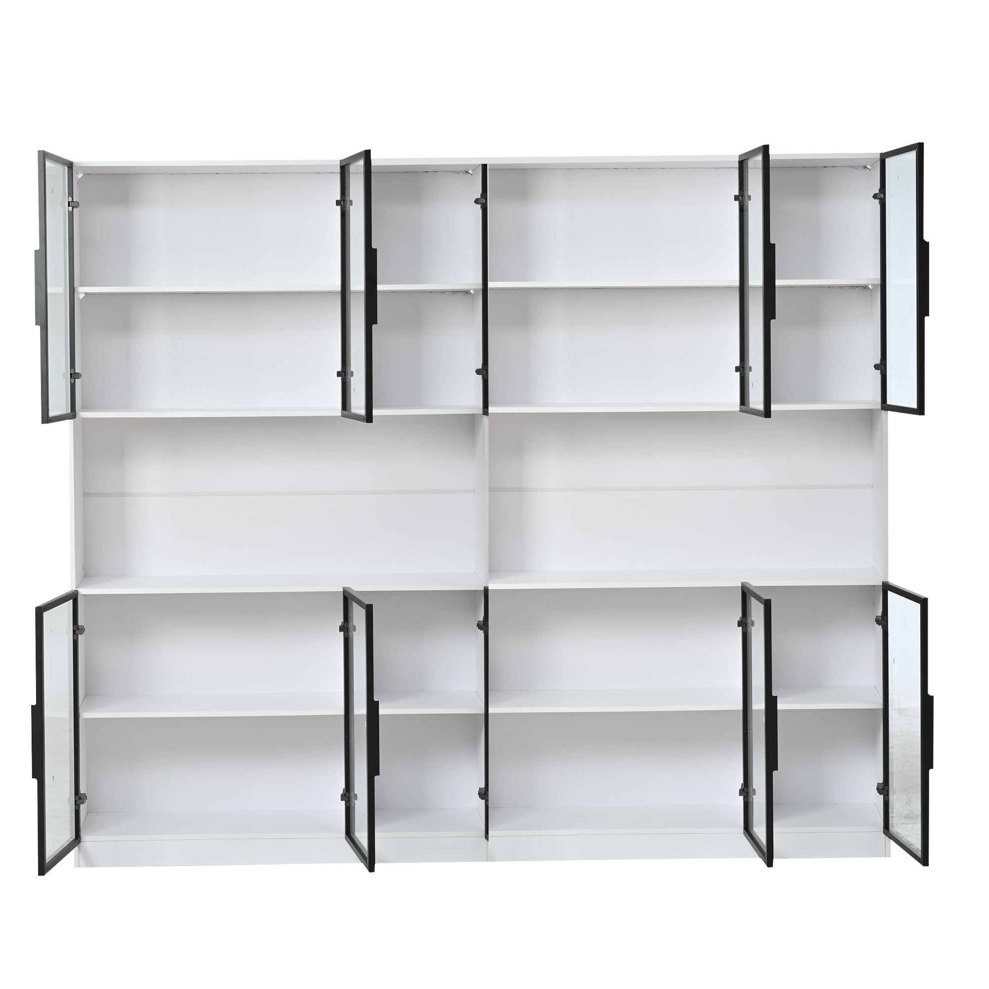 Dolamaní Vetrina LED Bianca 240x34x200 cm 12 Ante Vetro