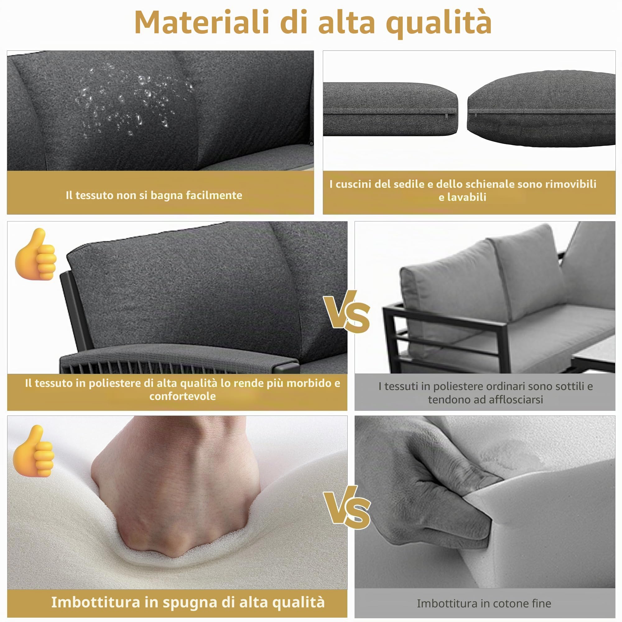 Dolamaní Set Mobili da Giardino Grigio 8 Posti con Cuscini
