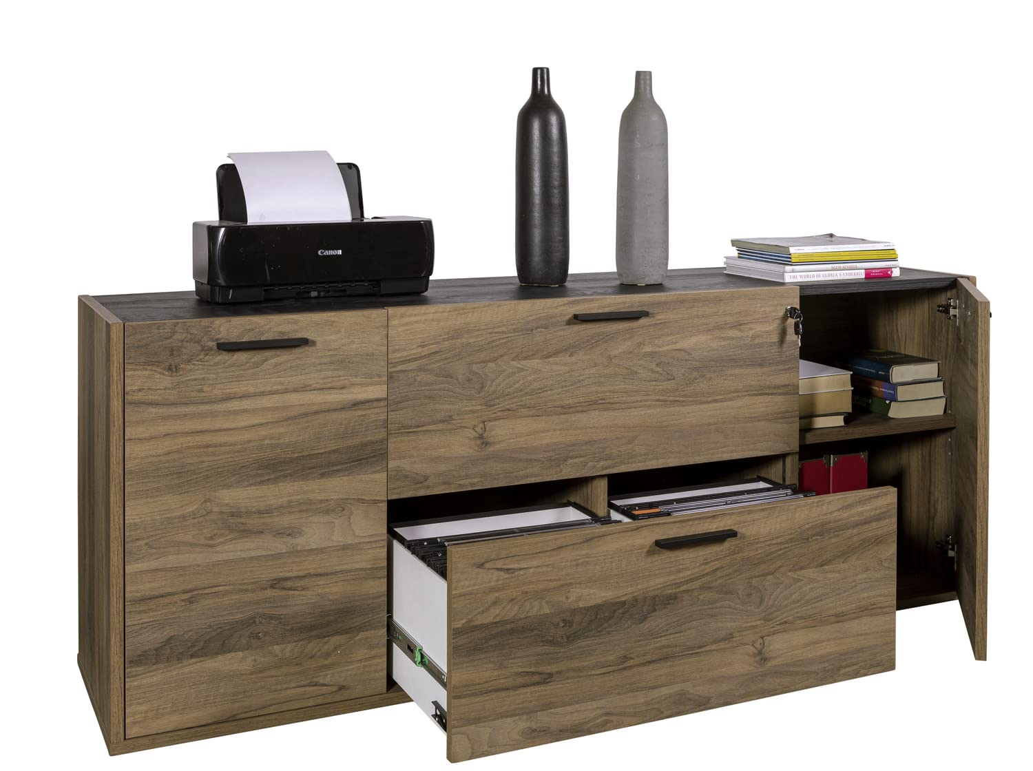 Composad Davinci Brera Cassettiera 2 Ante 2 Cassetti Noce Nero