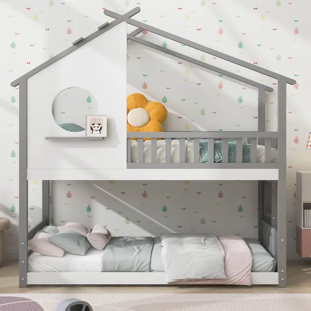 Dolamaní Letto a castello bambini 90x200 grigio bianco