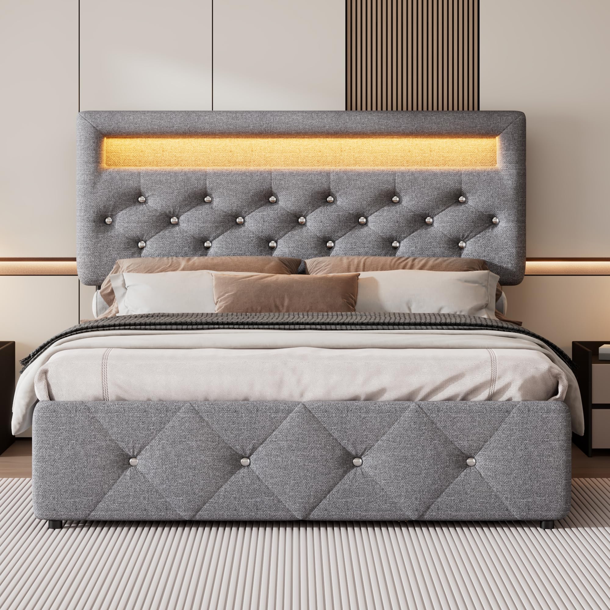 Dolamaní Letto 140x200 Grigio con Estraibile 90x190 e Cassetti