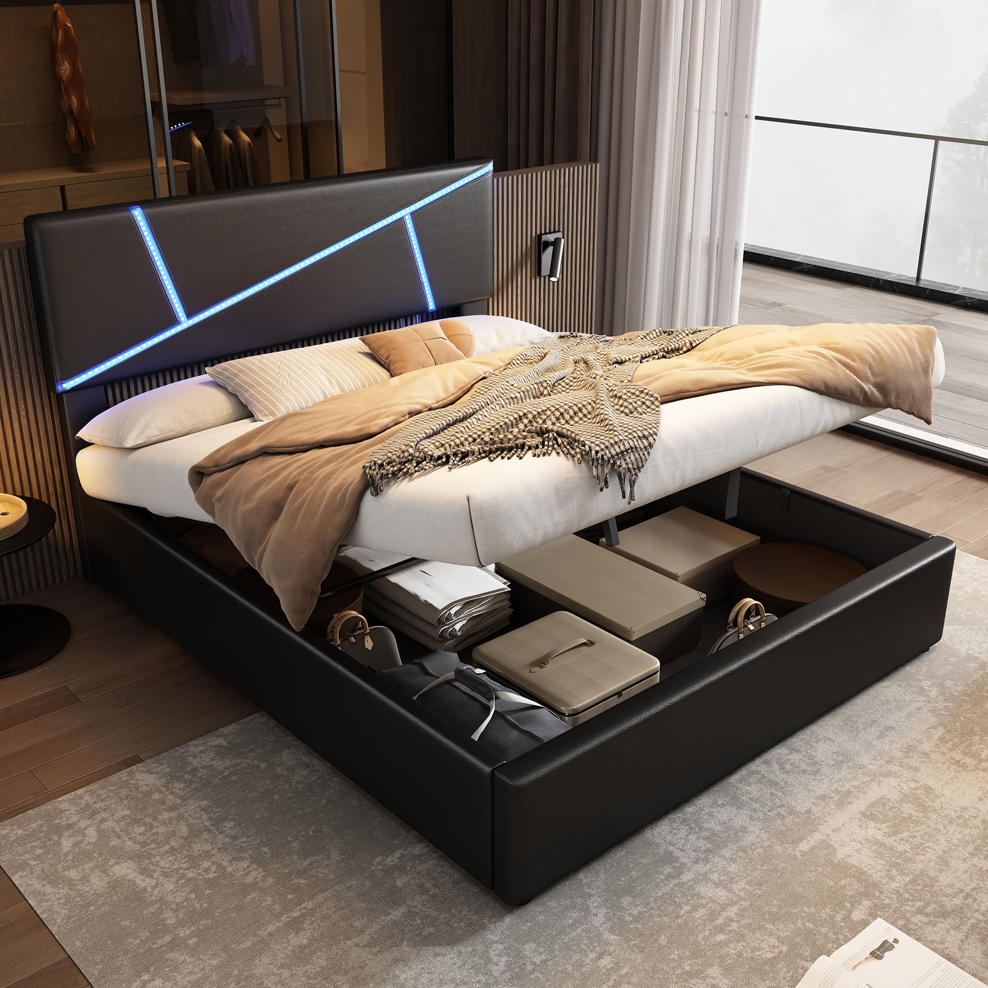 Dolamaní Letto contenitore 140x200 similpelle nero
