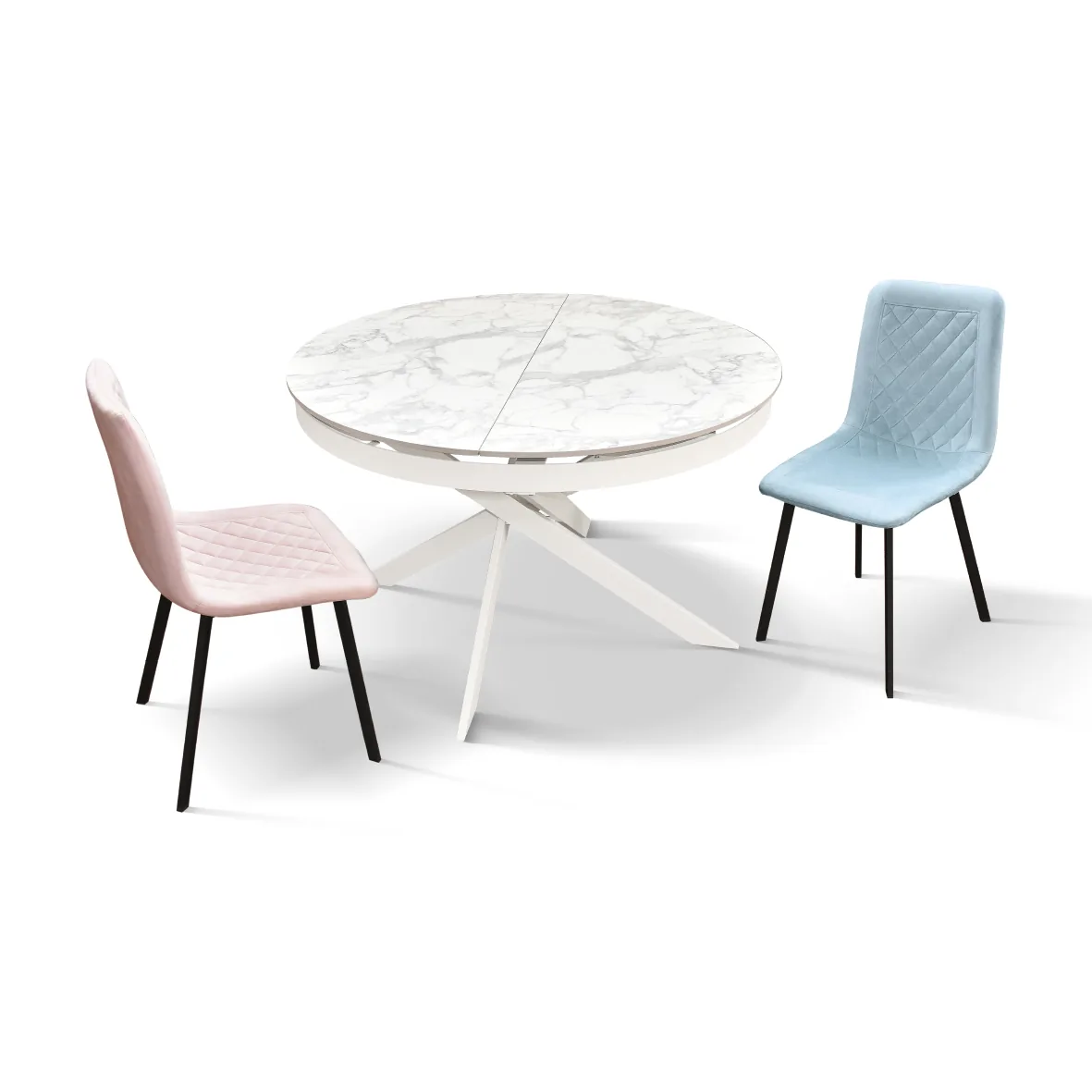 Epocantica Girasole Tavolo Rotondo Allungabile Ceramica Bianco