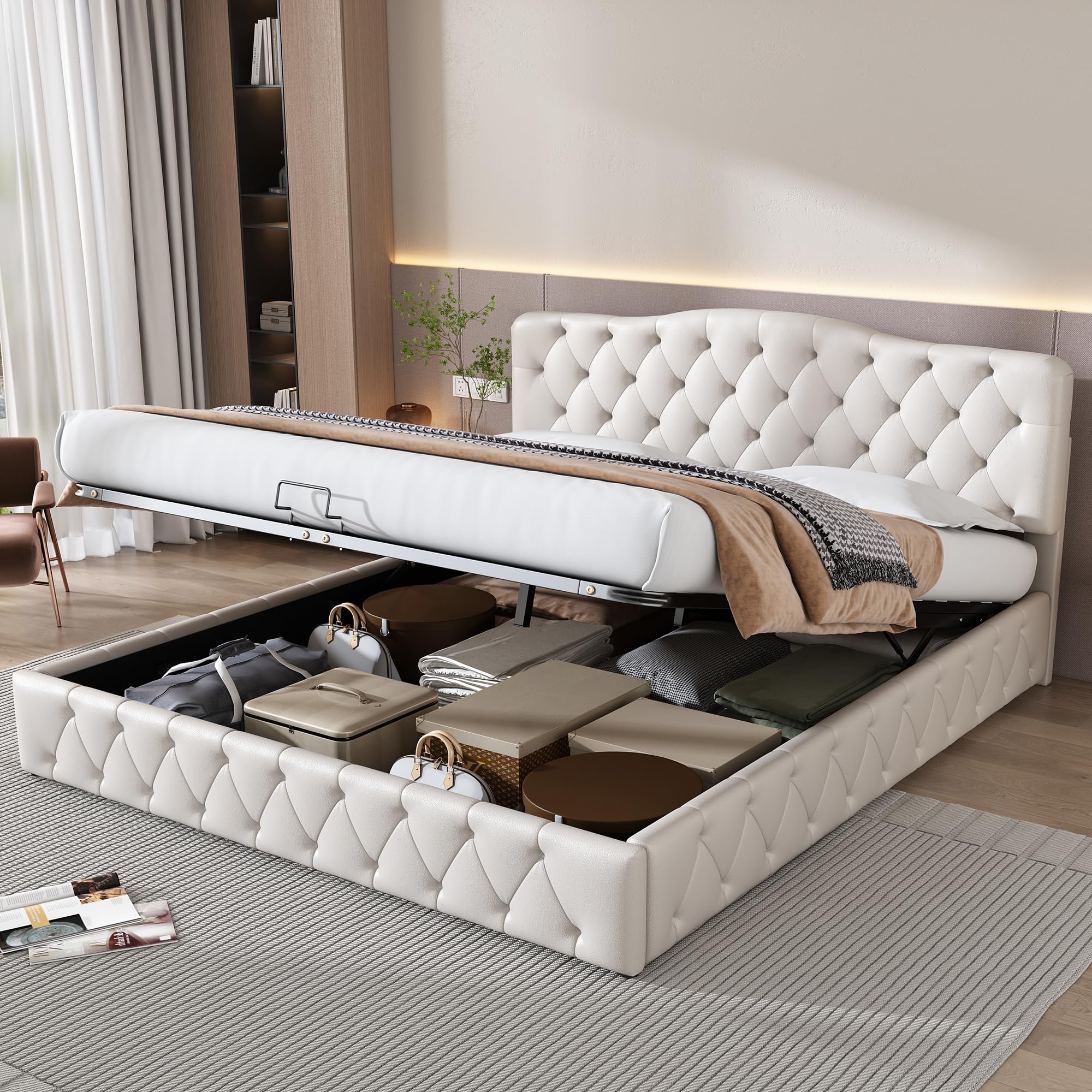 Dolamaní Letto Imbottito 180x200 Velluto Contenitore Doghe