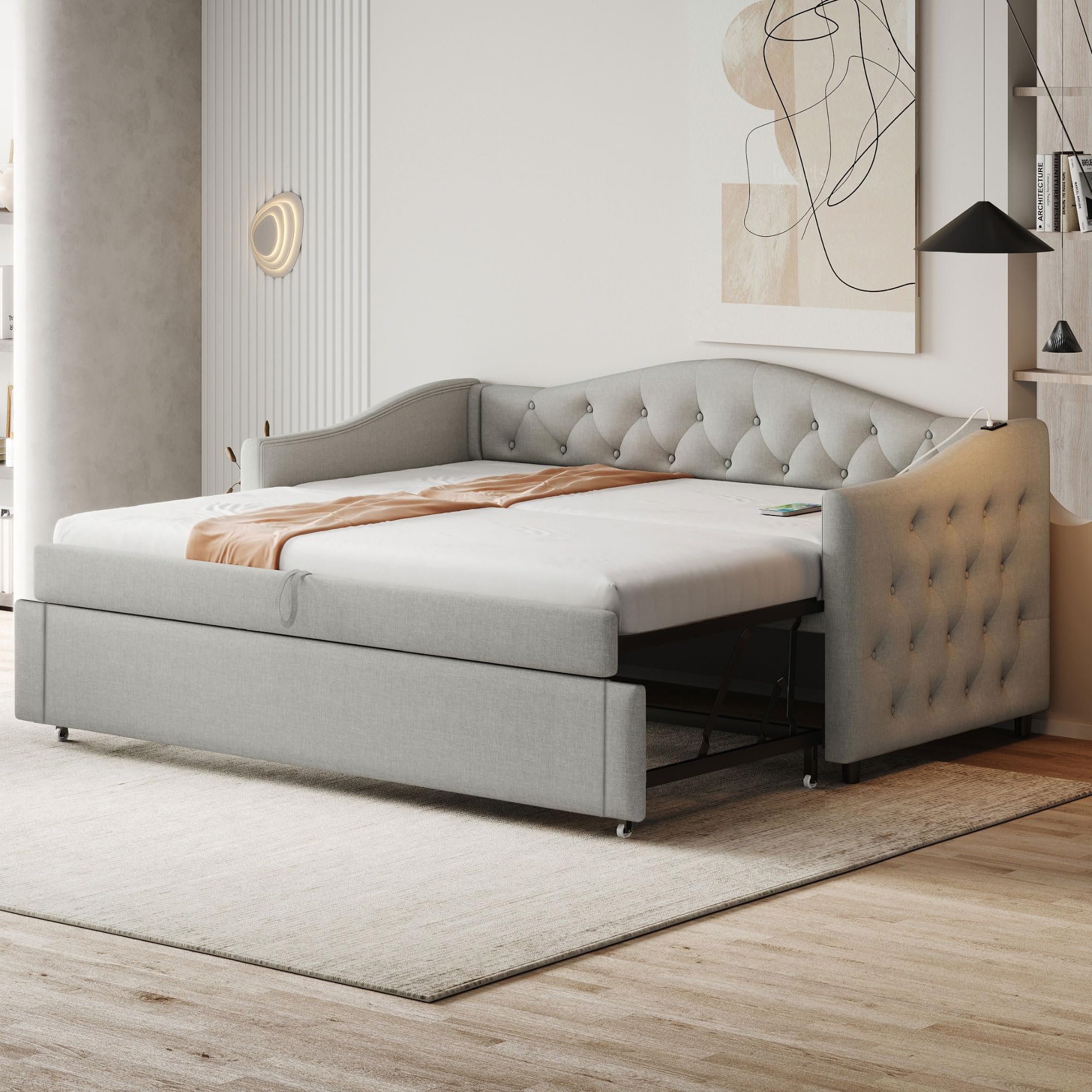 Dolamaní Divano Letto 90/180x200 Grigio Tessuto Lino