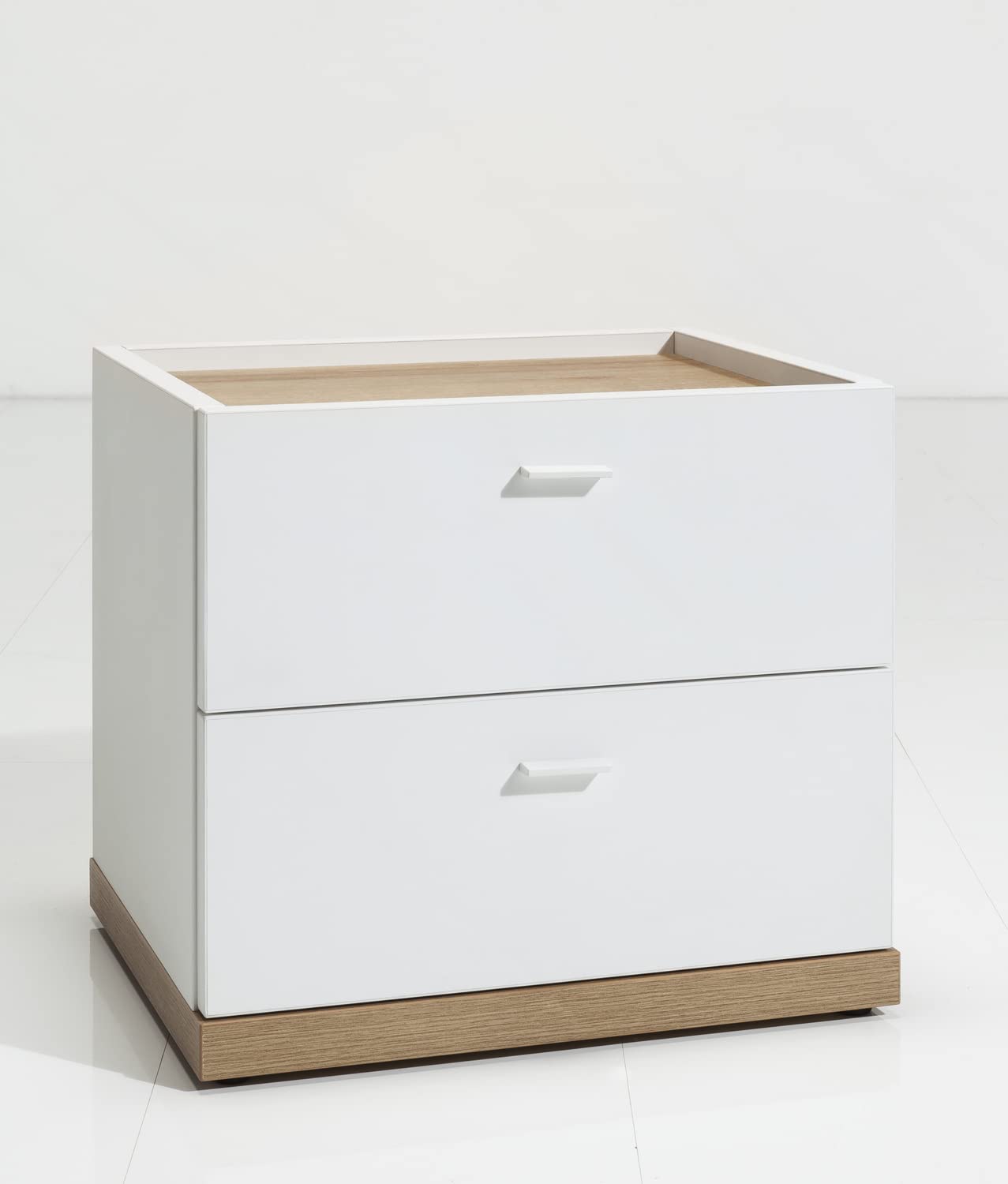 Composad Passacor comodino 2 cassetti bianco rovere