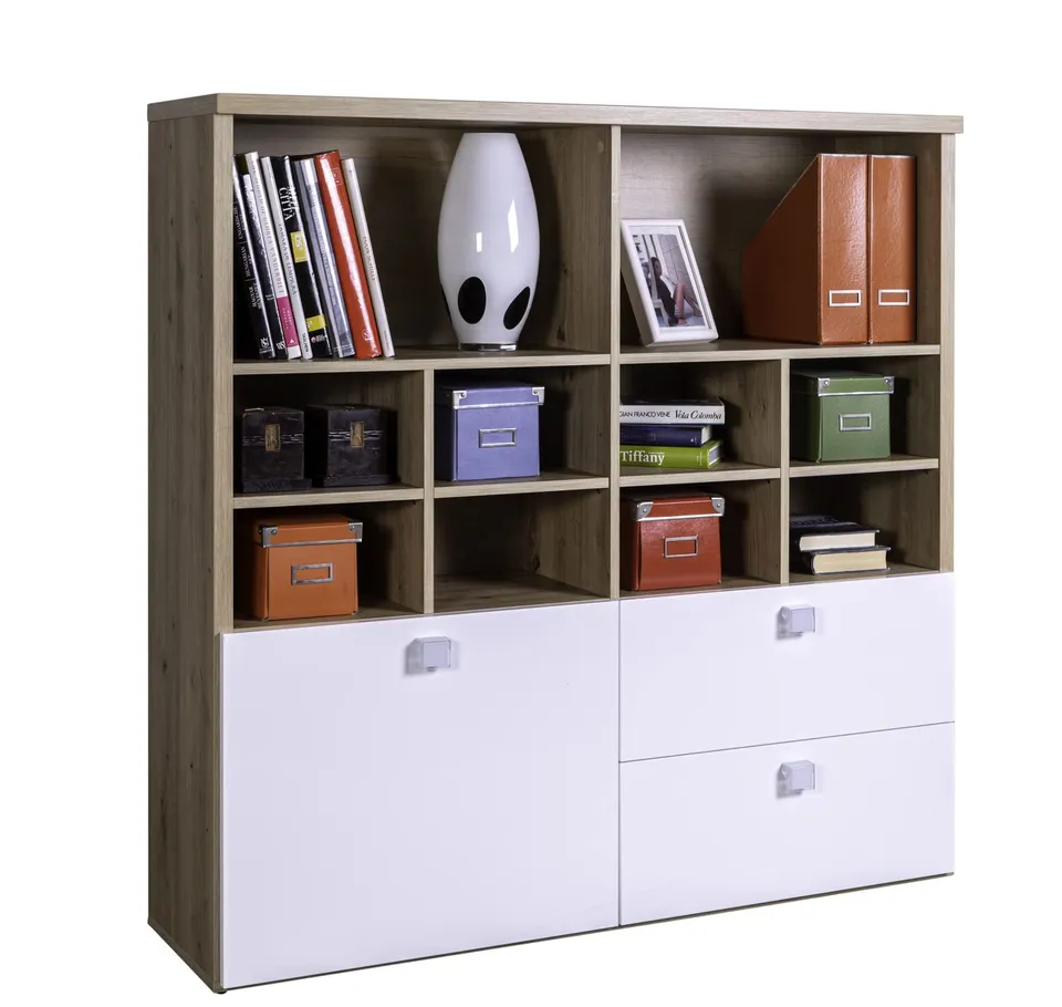 Composad Globo Libreria 131 cm Rovere Miele e Bianco