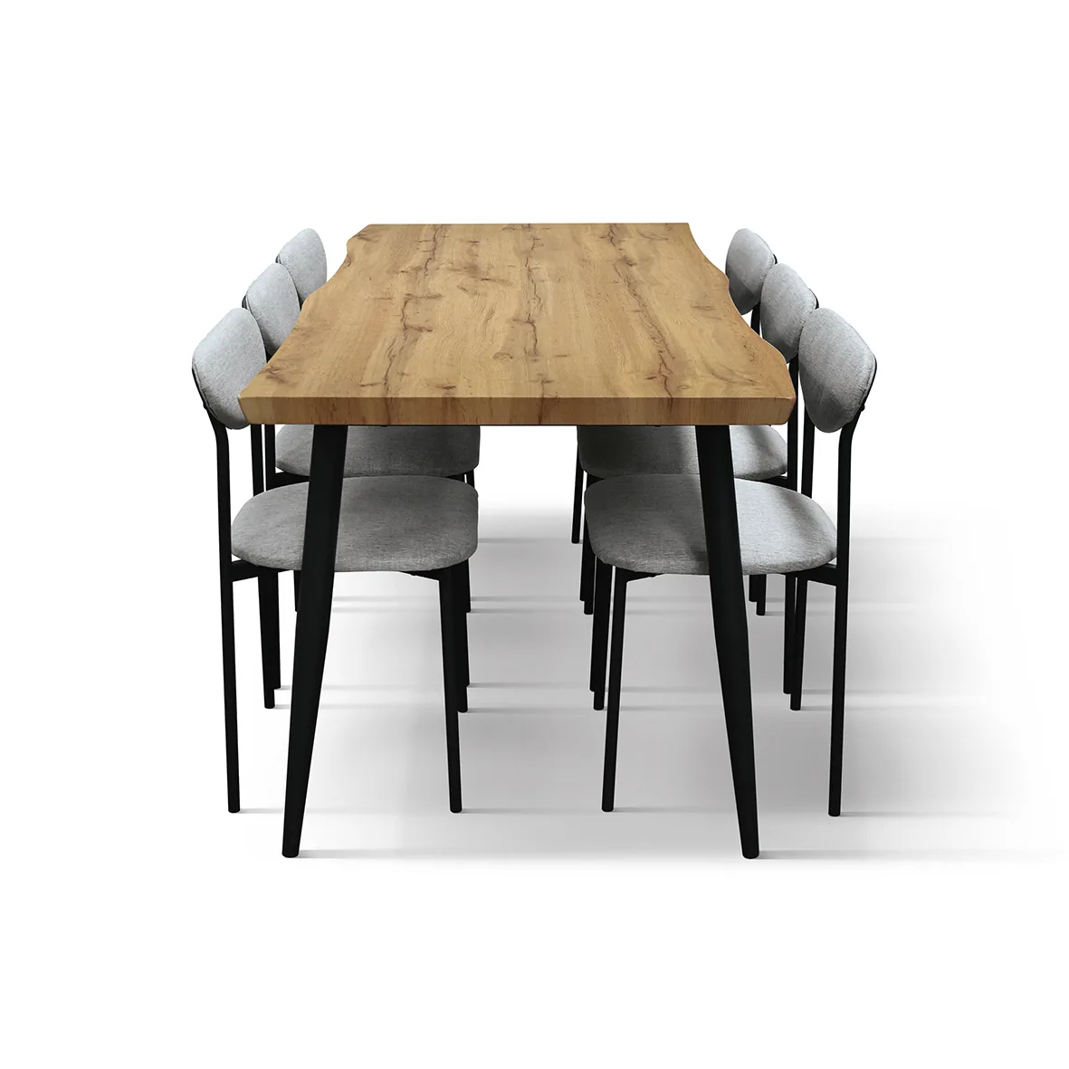 Epocantica Industrial tavolo con 6 sedie rovere rustico grigio