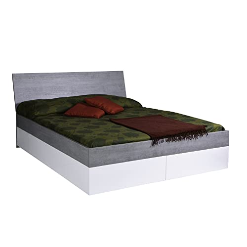Composad Galaverna Letto Contenitore 4 Cassetti Cemento Bianco