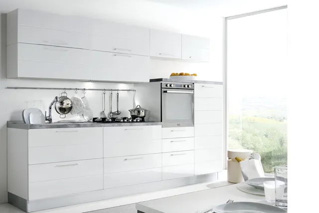 S75 SHINING Vania cucina 300 cm bianco lucido