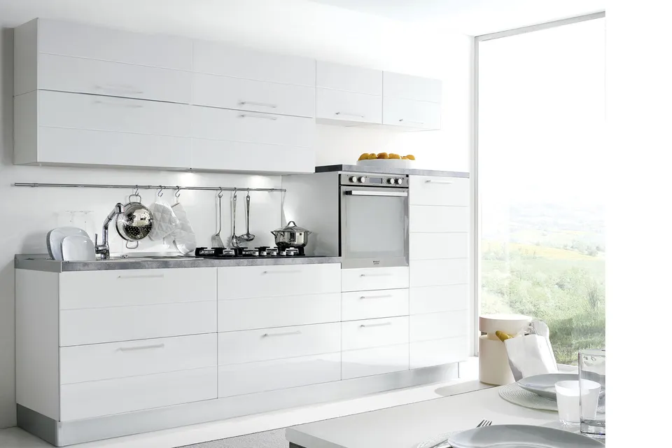 S75 SHINING Vania cucina 300 cm bianco lucido