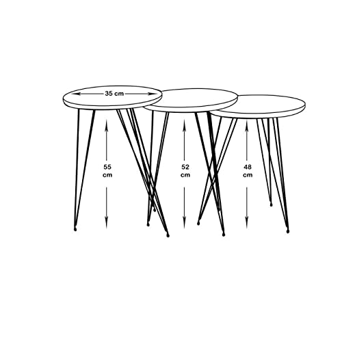 Iperbriko Terek P181 Set 3 Tavolini Caffè Neri
