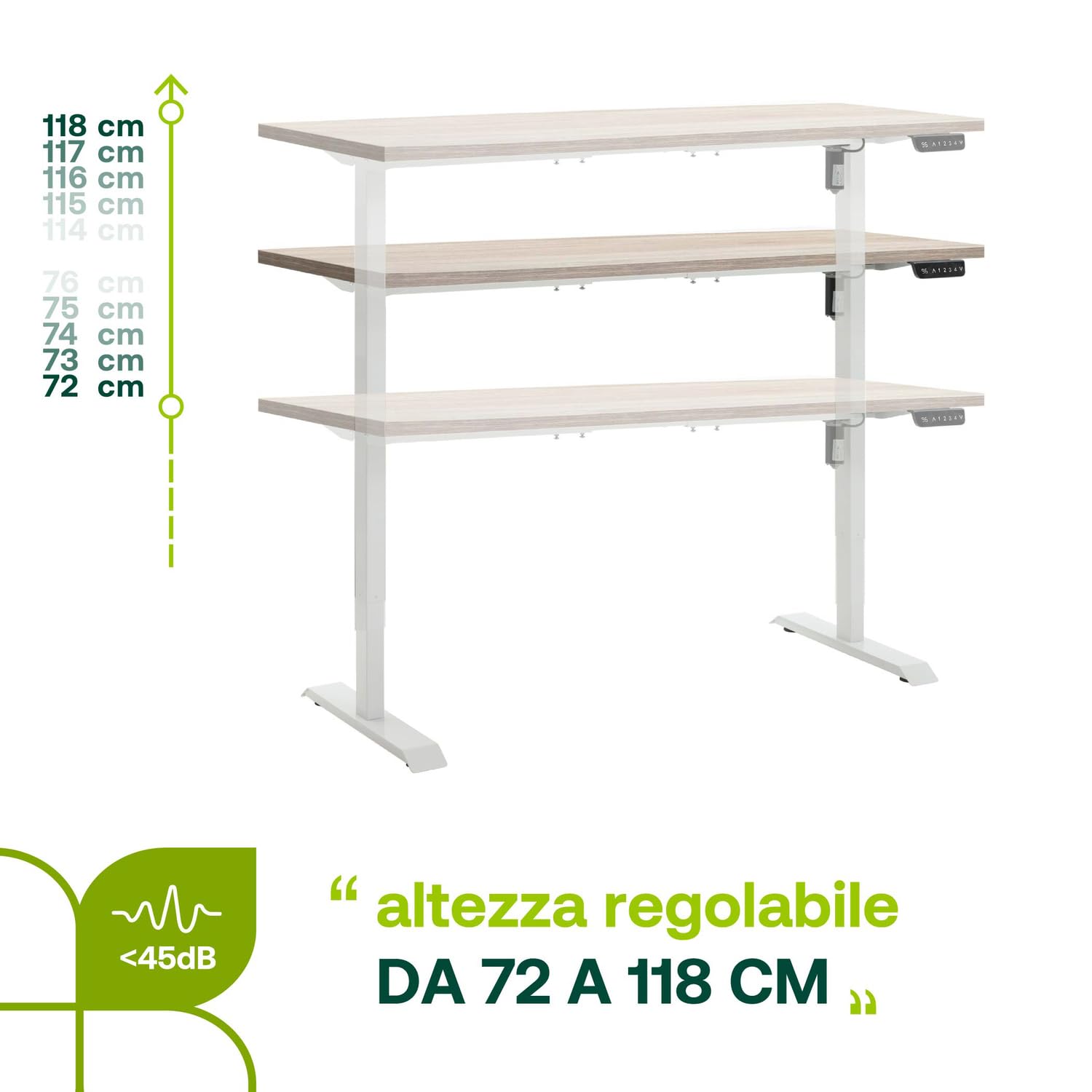 Composad Energia scrivania regolabile 150x69 rovere sonoma bianco elettrica
