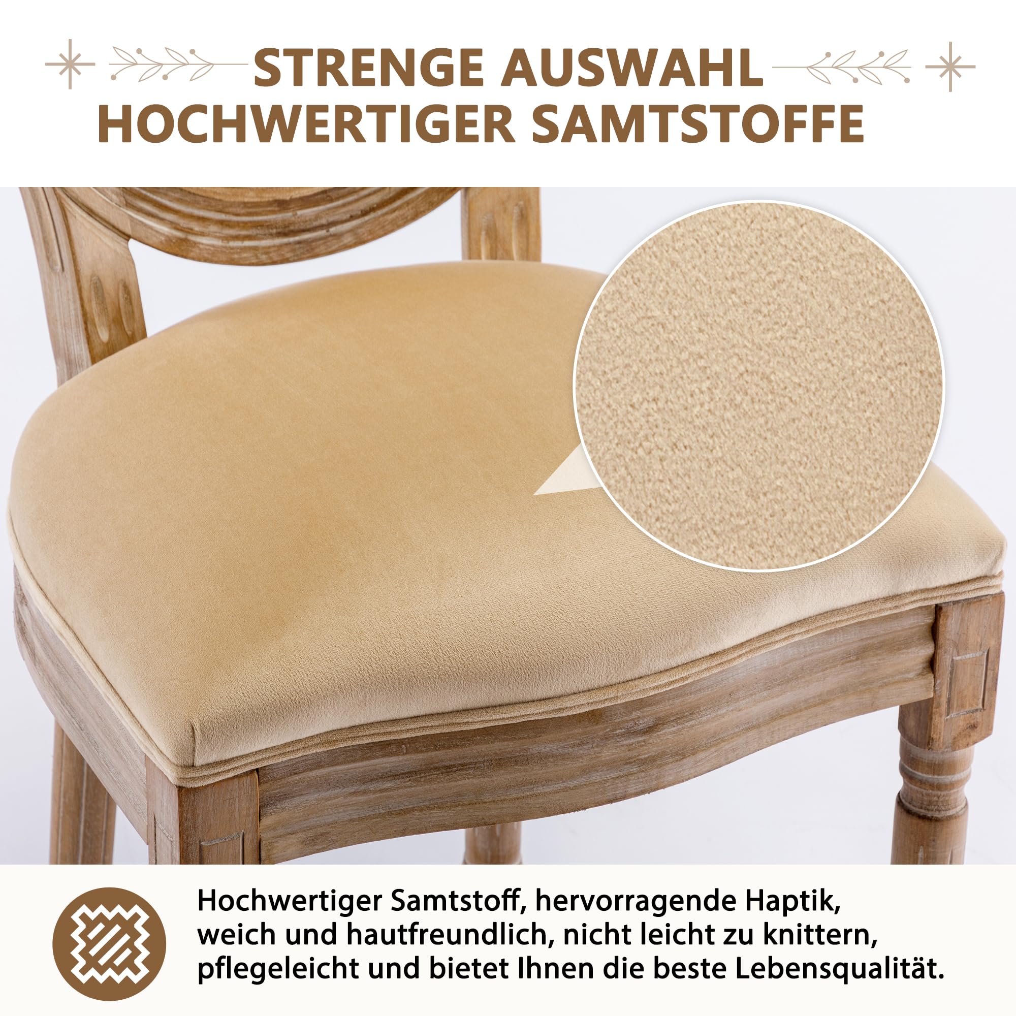 Dolamaní sedie da pranzo rattan beige set 4 stile francese
