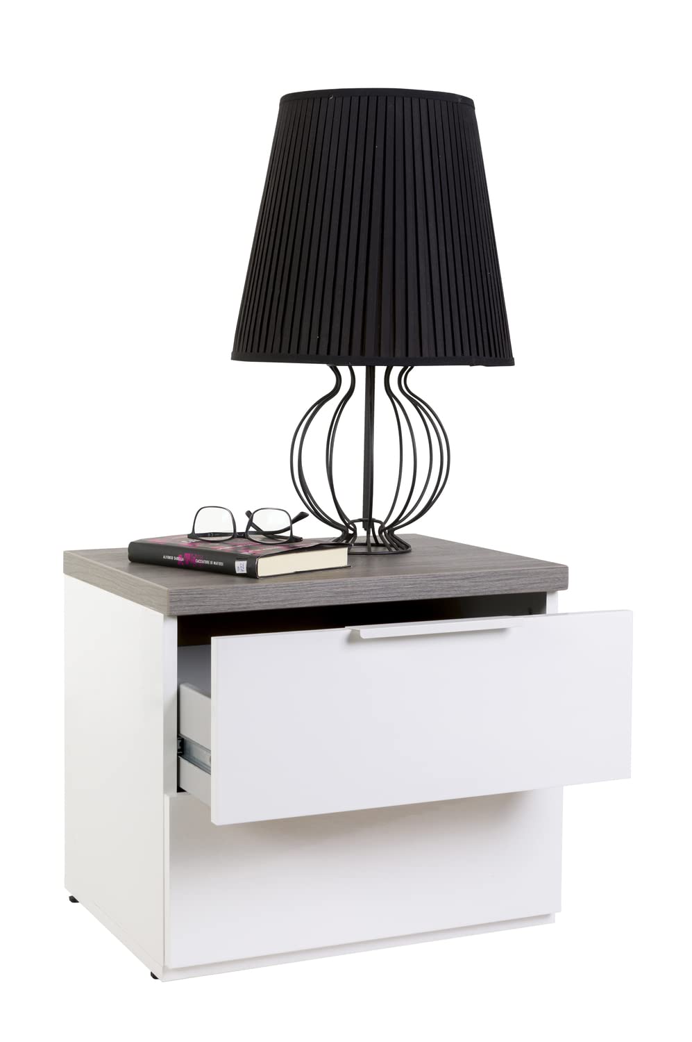 Composad Mundi Bedroom comodino 2 cassetti rovere bianco