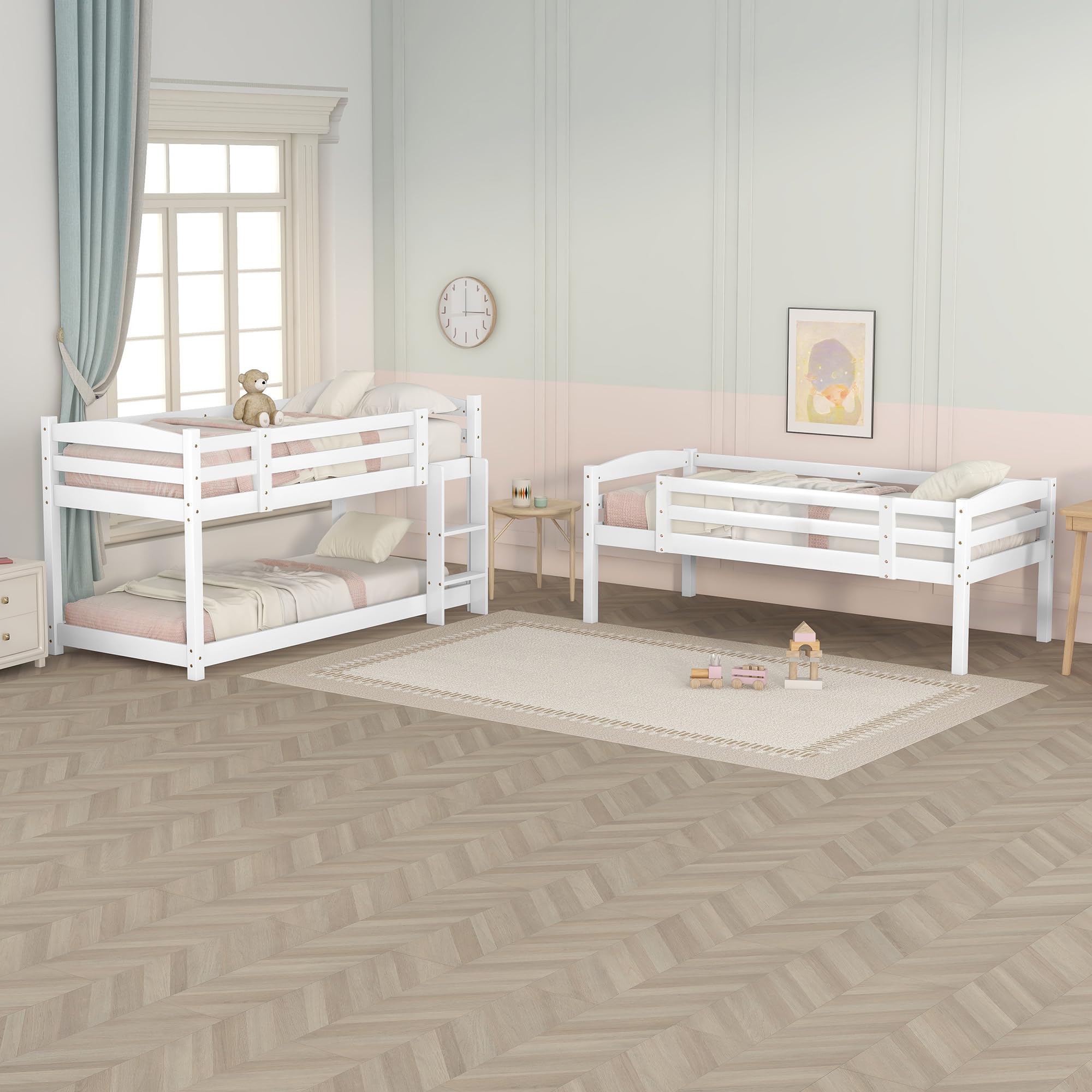 Dolamaní Letto a Castello Triplo 90x200 Bianco in Pino
