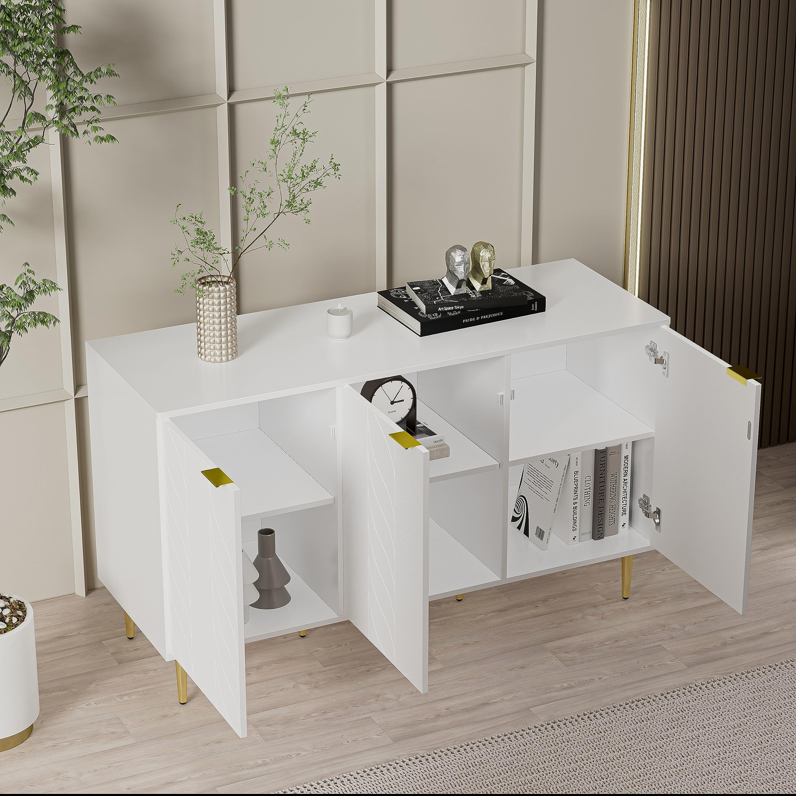 Dolamaní cassettiera bianca floreale 127 cm maniglie oro