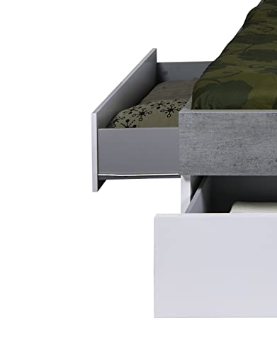 Composad Galaverna Letto Contenitore 4 Cassetti Cemento Bianco