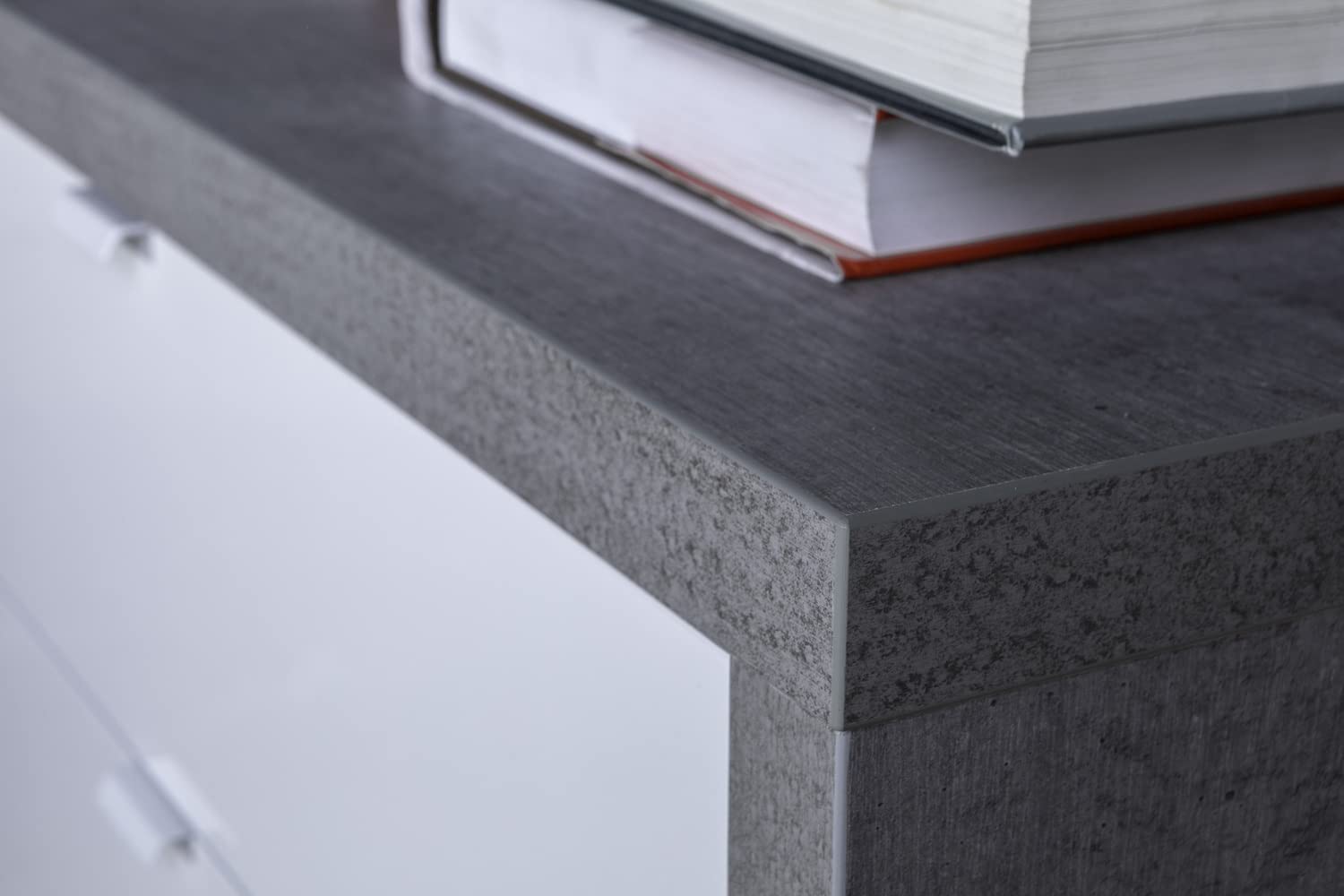 COMPOSAD Scrivania Angolare 3 Cassetti Grigio Cemento e Bianco