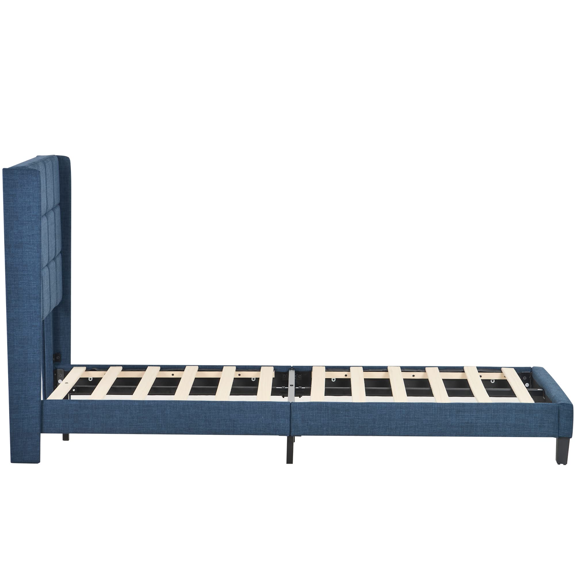 Dolamaní Letto singolo imbottito 90x200 blu in lino