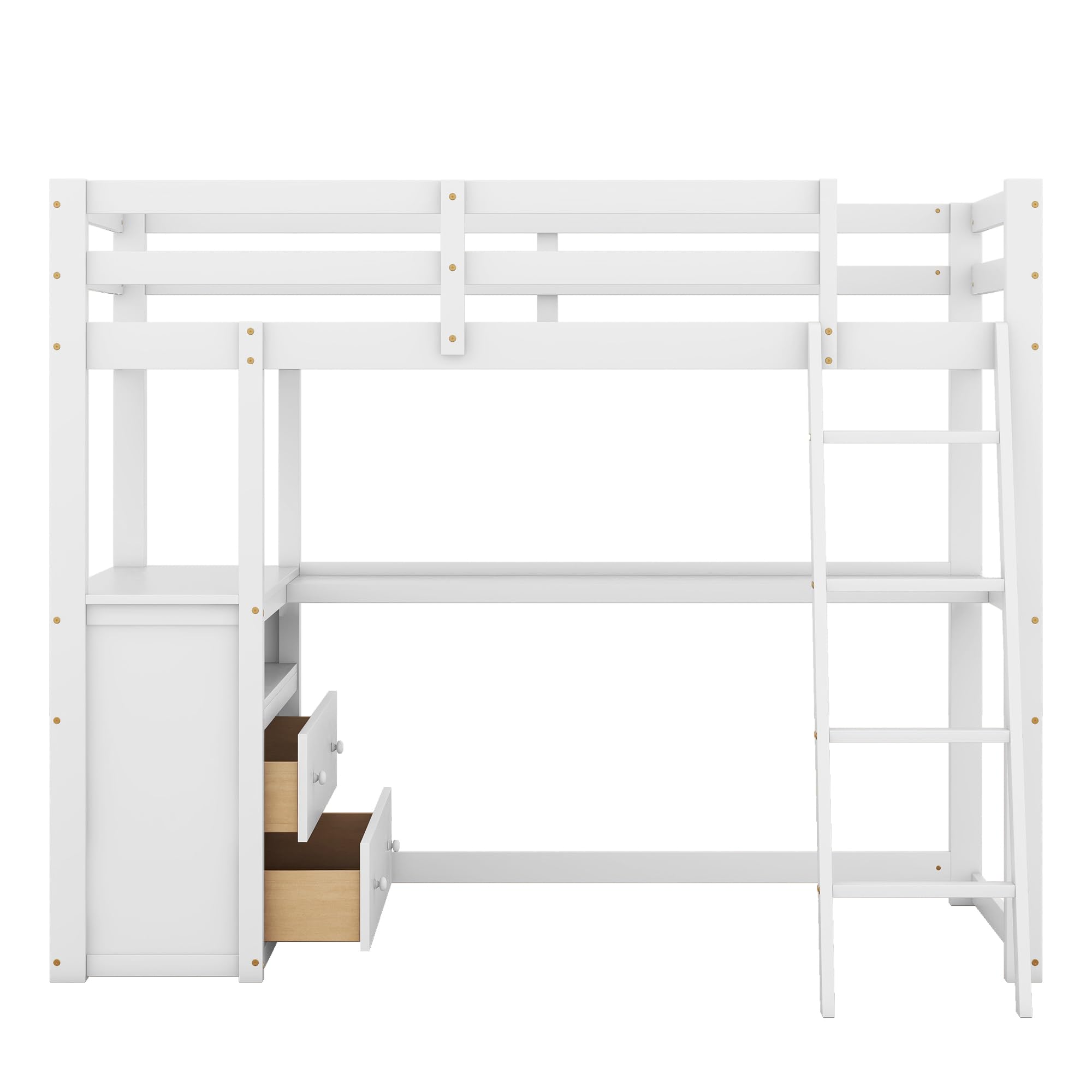 Dolamaní Letto a soppalco 90x200 bianco con scrivania e cassetti