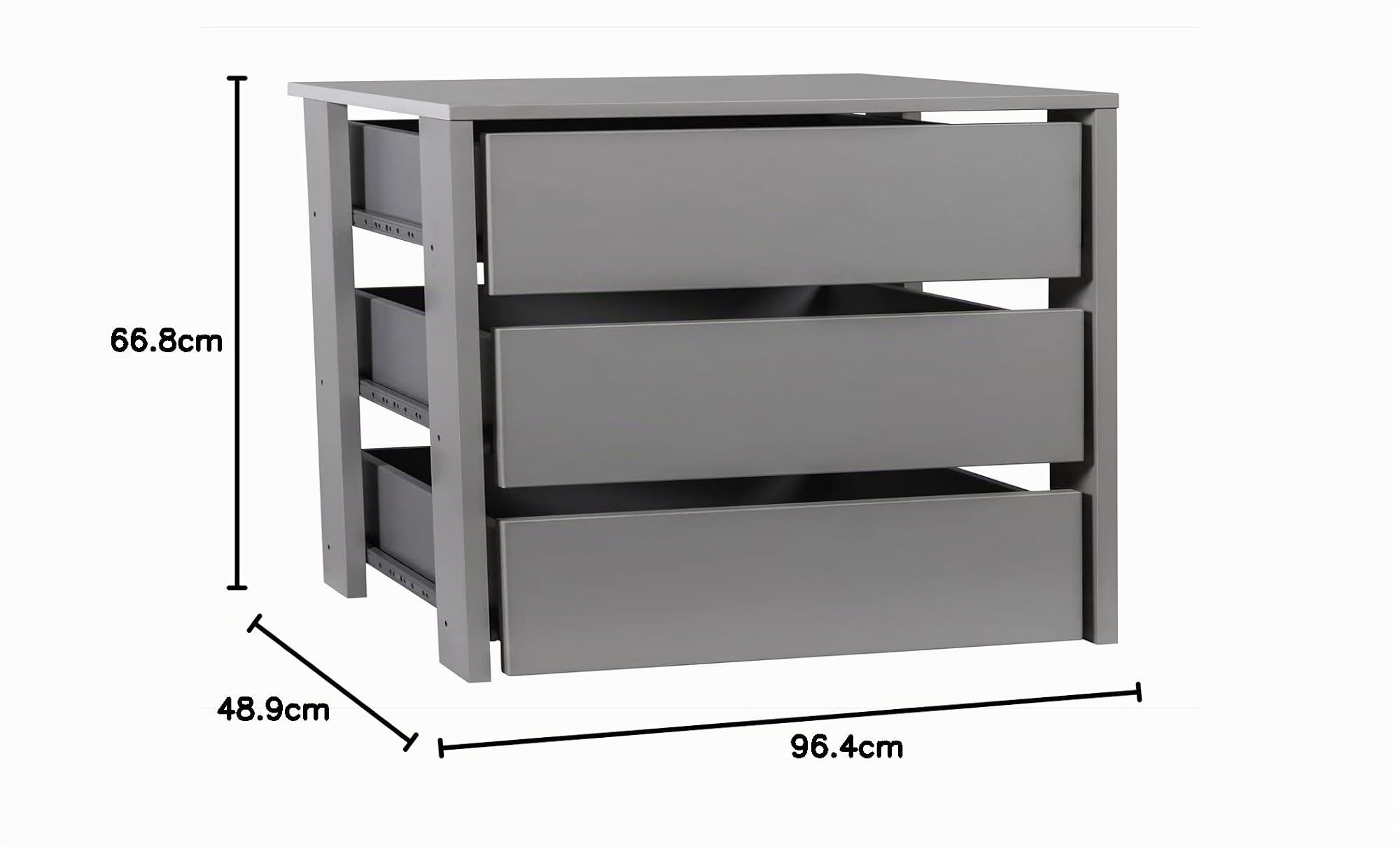 Composad Cassettiera Interna Armadio Grigia 96,4 cm 3 Cassetti