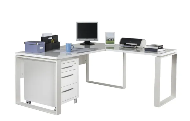 COMPOSAD Disegno Scrivania Angolare K04 Bianco 170 con Cassettiera