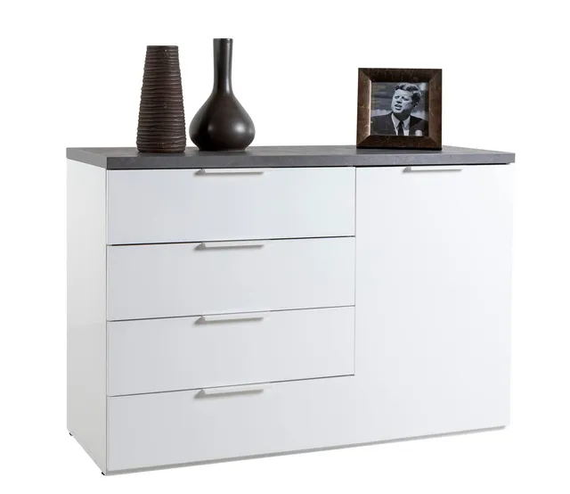 Composad Mundi Cassettiera 4 Cassetti 1 Anta Grigio Tadao Bianco