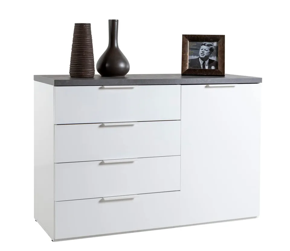 Composad Mundi Cassettiera 4 Cassetti 1 Anta Grigio Tadao Bianco