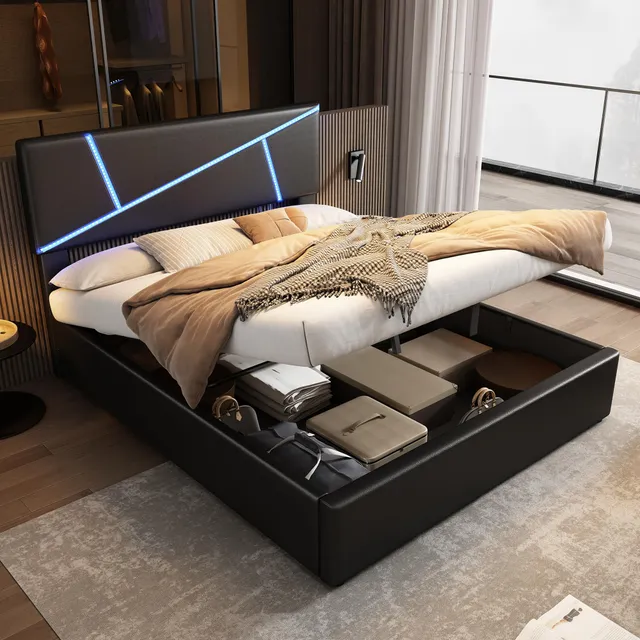 Dolamaní Letto contenitore 140x200 similpelle nero