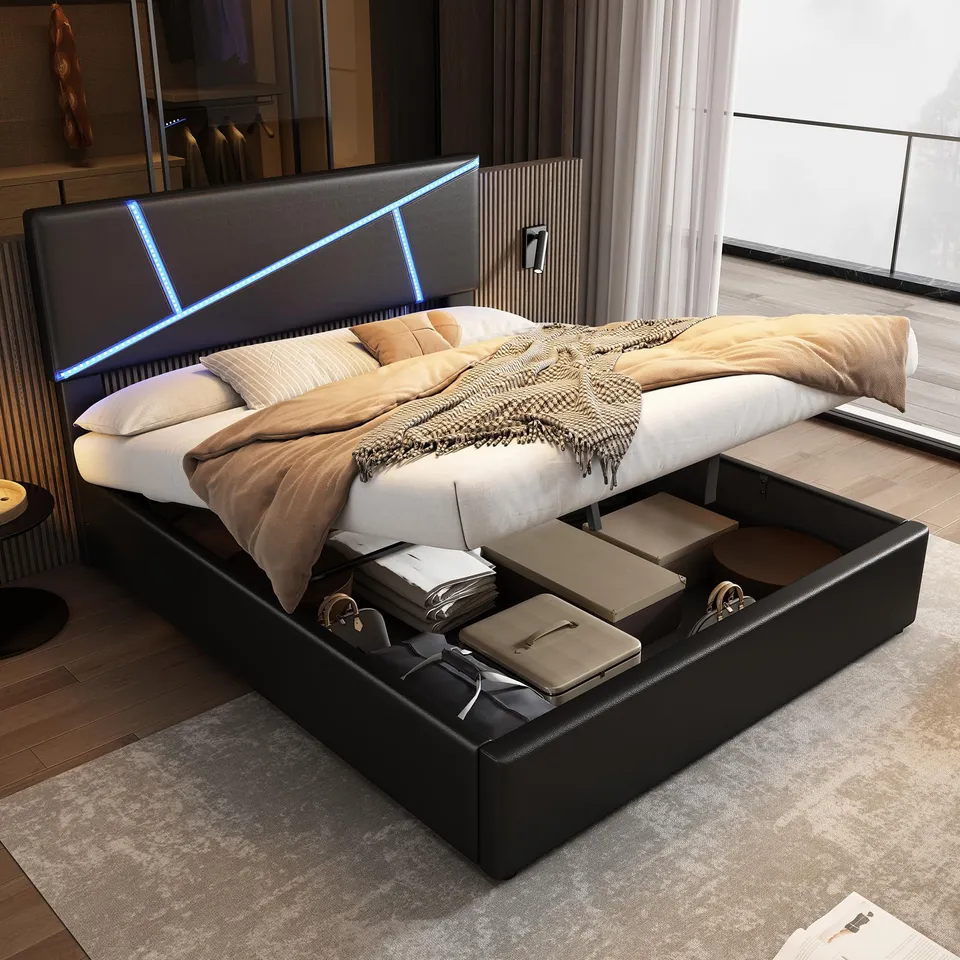 Dolamaní Letto contenitore 140x200 similpelle nero